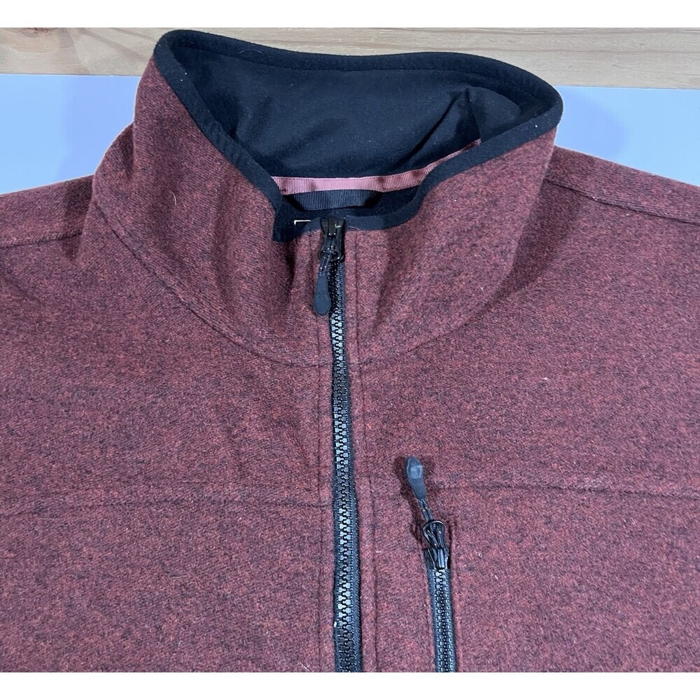 LL Bean Wool Blend Burgundy Full Zip Soft Shell Fleece Vest Men's XXL Tall - Picture 6 of 9